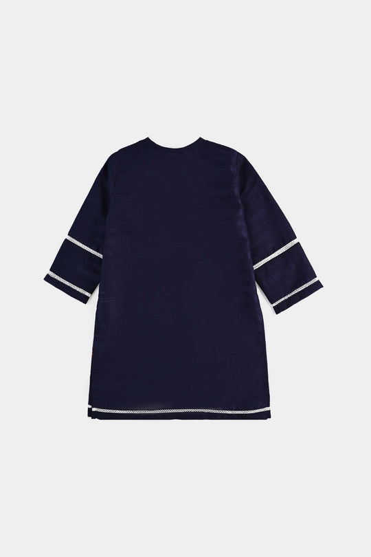 Girls Cotton Emb 2Pcs Garden-Navy Blue
