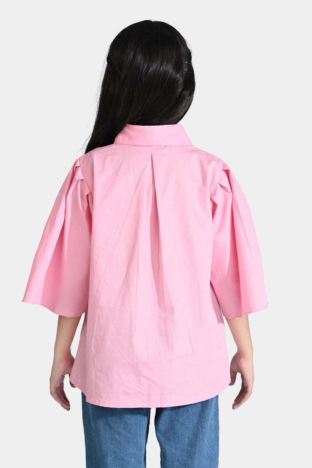 Girls Cotton Emb Top Candy-C.Pink