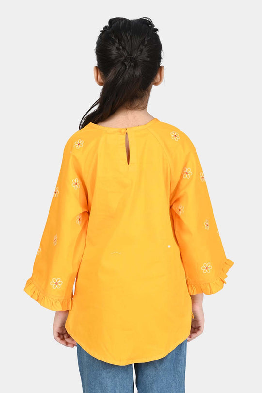 Girls Cotton Emb Top Day Lilly-Citrus