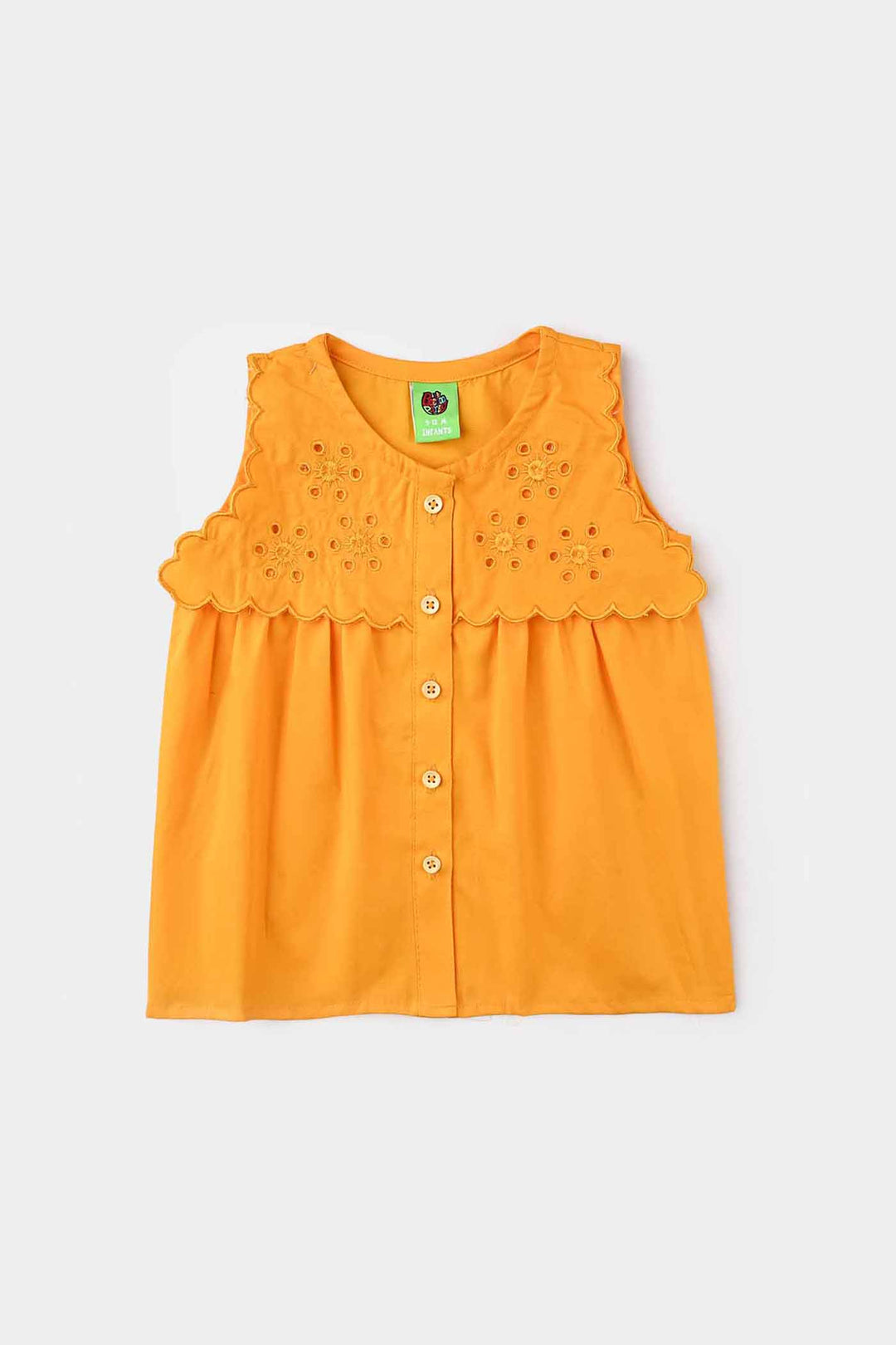 Infant Girls Cotton Emb Top Sunflowers-Citrus