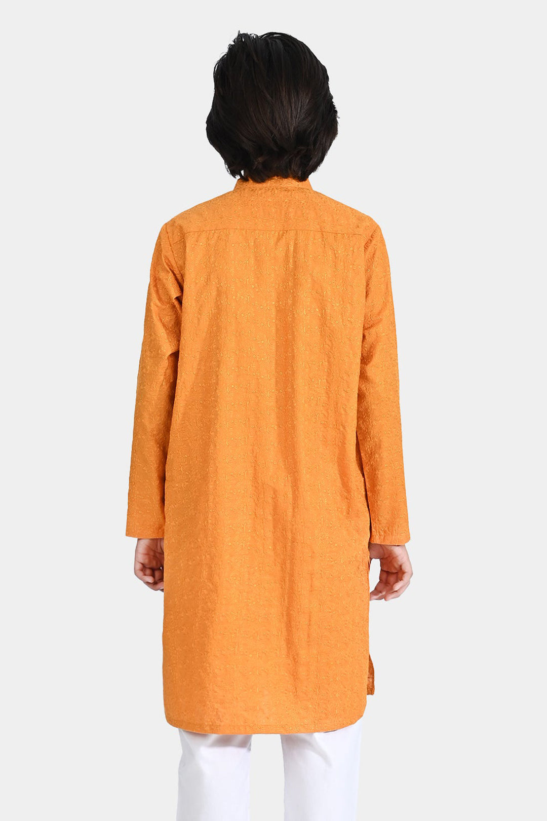 Boys Cotton Basic Kurta (Chicken)-Mustard