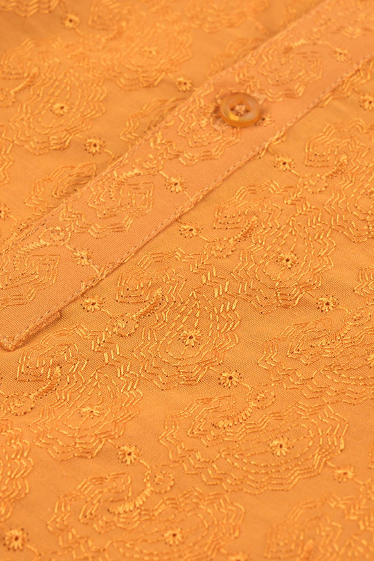 Infant Boys Cotton Basic Kurta (Chicken)-Mustard