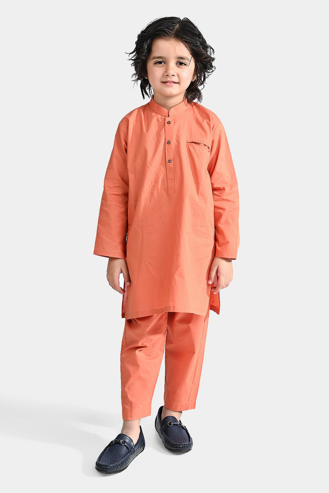 Boys Cotton Kurta Pajama (Pointed Placket)