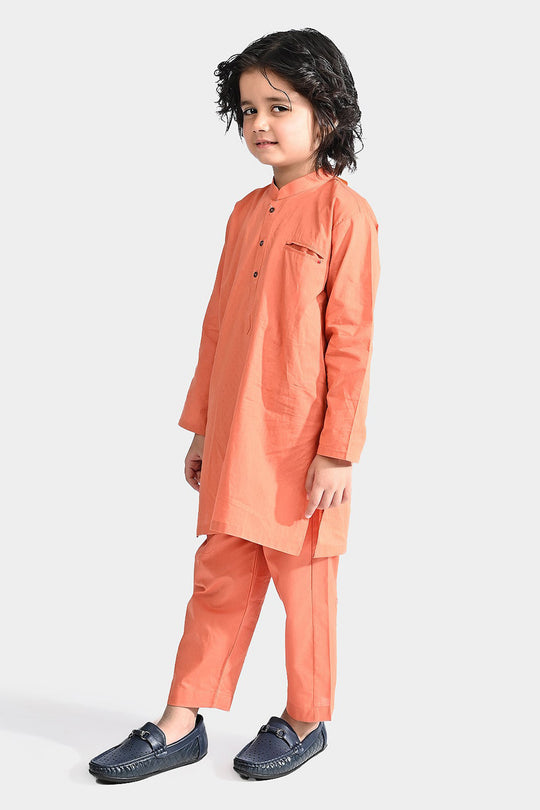 Boys Cotton Kurta Pajama (Pointed Placket)