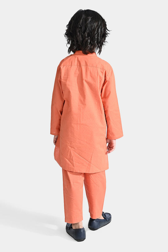 Boys Cotton Kurta Pajama (Pointed Placket)