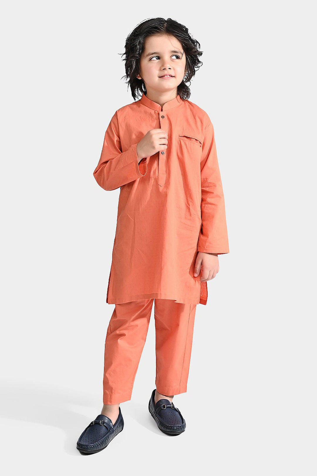 Boys Cotton Kurta Pajama (Pointed Placket)