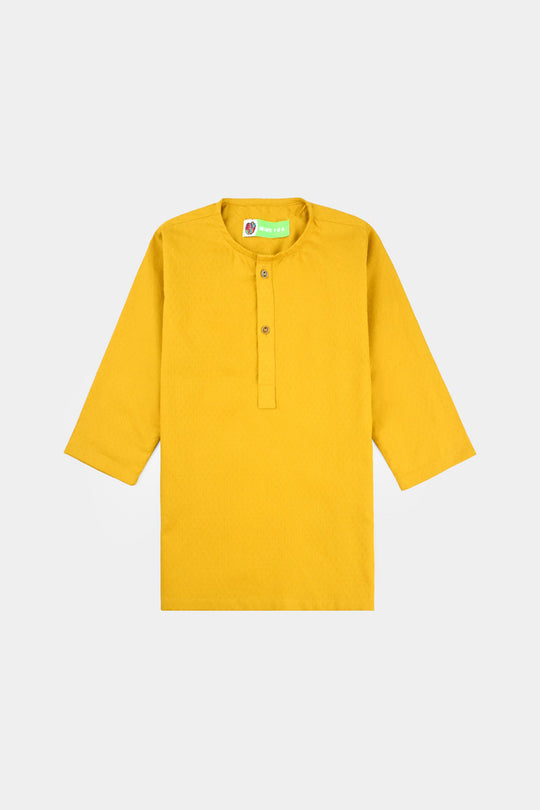 Infant Boys Cotton Basic Kurta (Blended Square)-Mustard