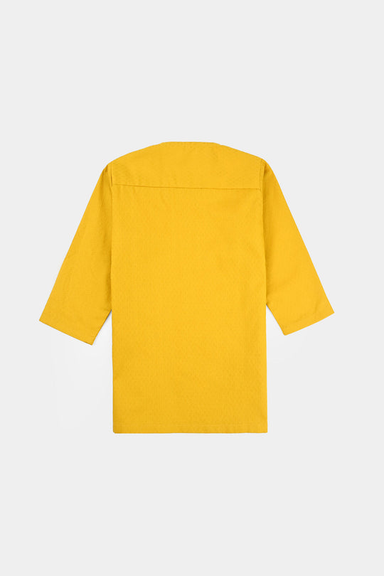 Infant Boys Cotton Basic Kurta (Blended Square)-Mustard