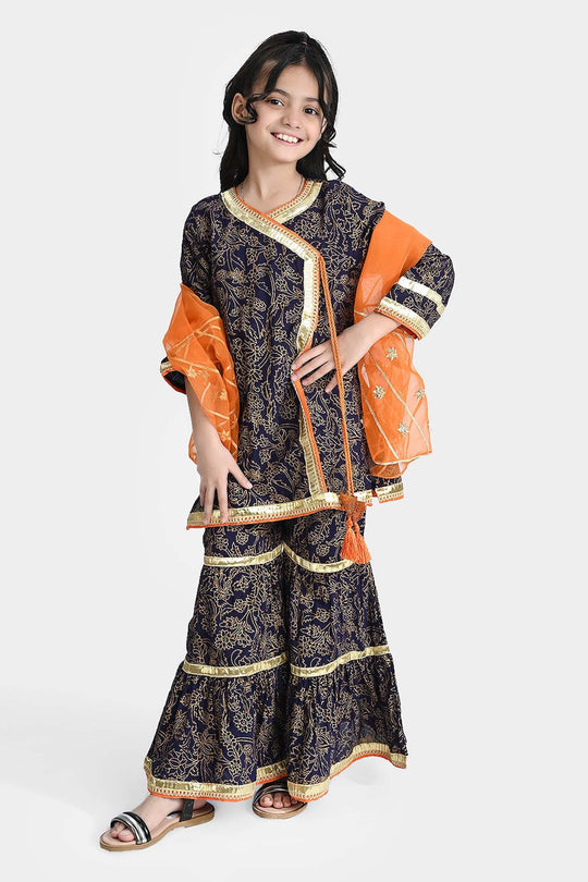 Girls Raw Silk 3Pcs Junoon-Purple