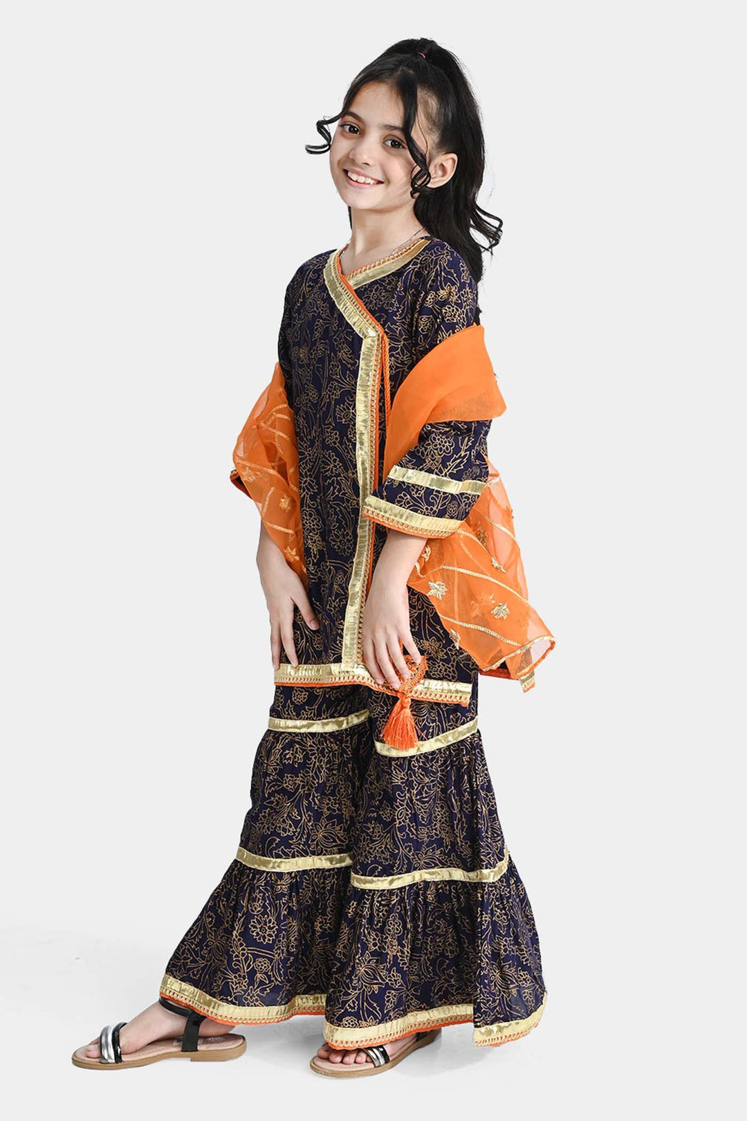 Girls Raw Silk 3Pcs Junoon-Purple