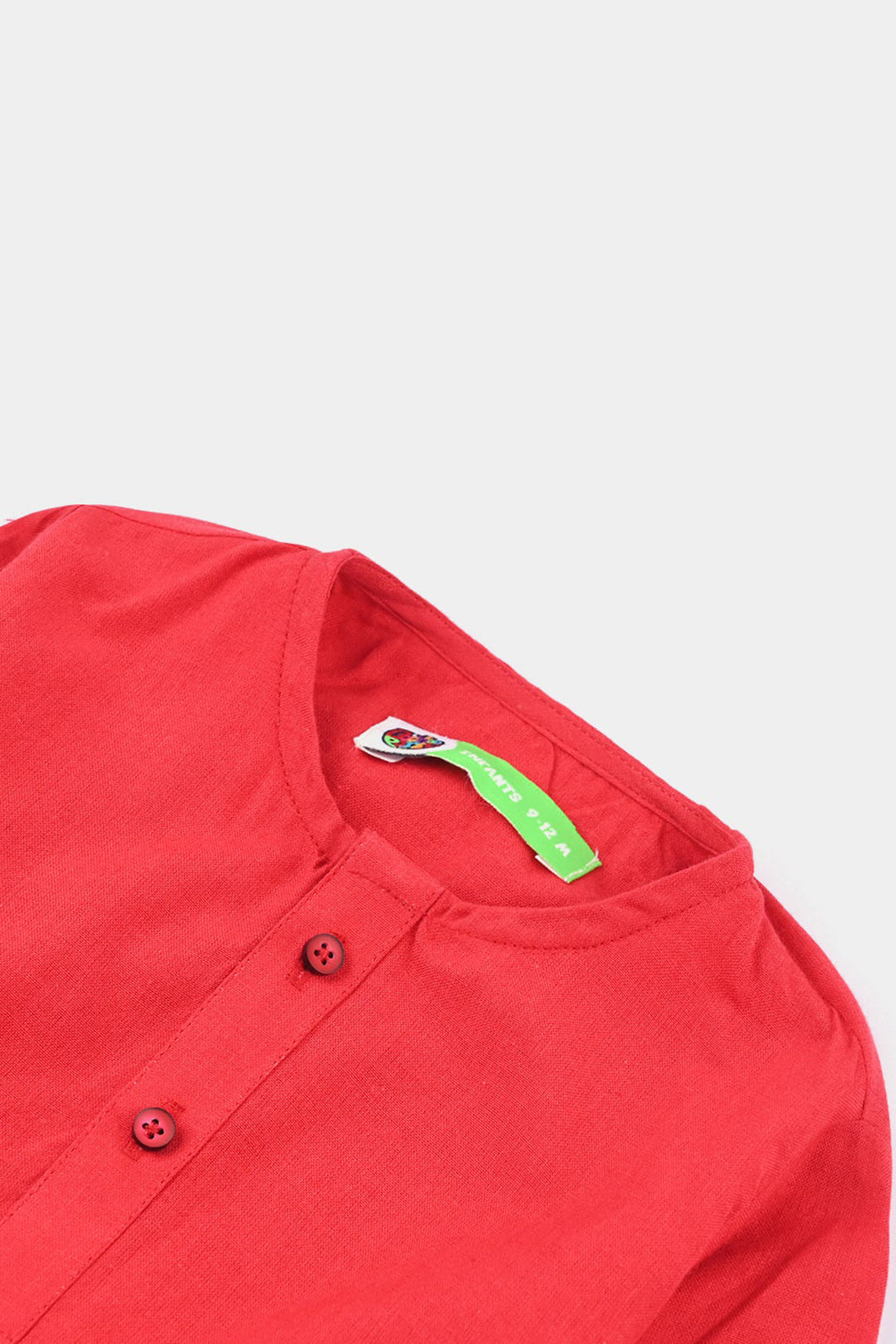 Infant Boys Cotton Basic Kurta (Cut Style)-Red