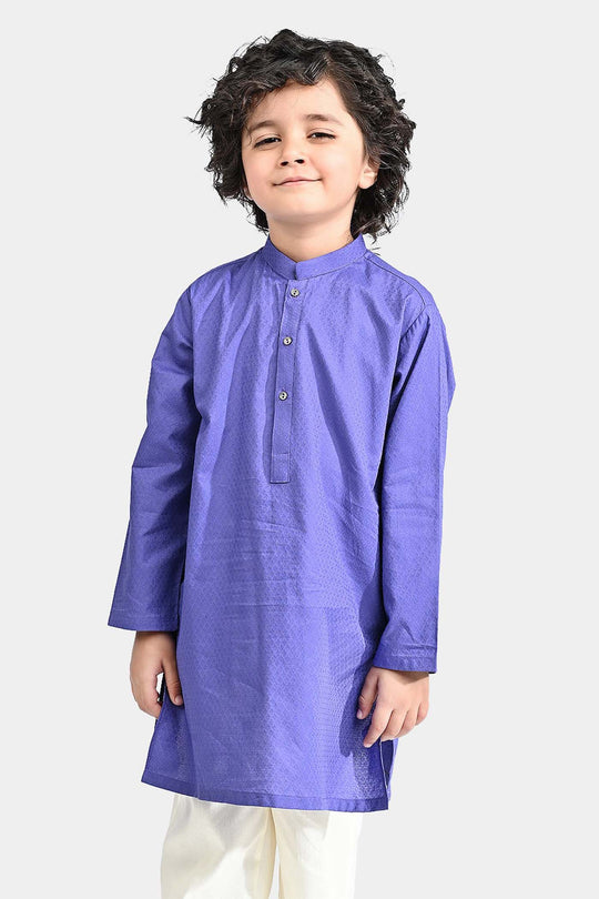 Boys Cotton Basic Kurta (Blended Square)-Purple