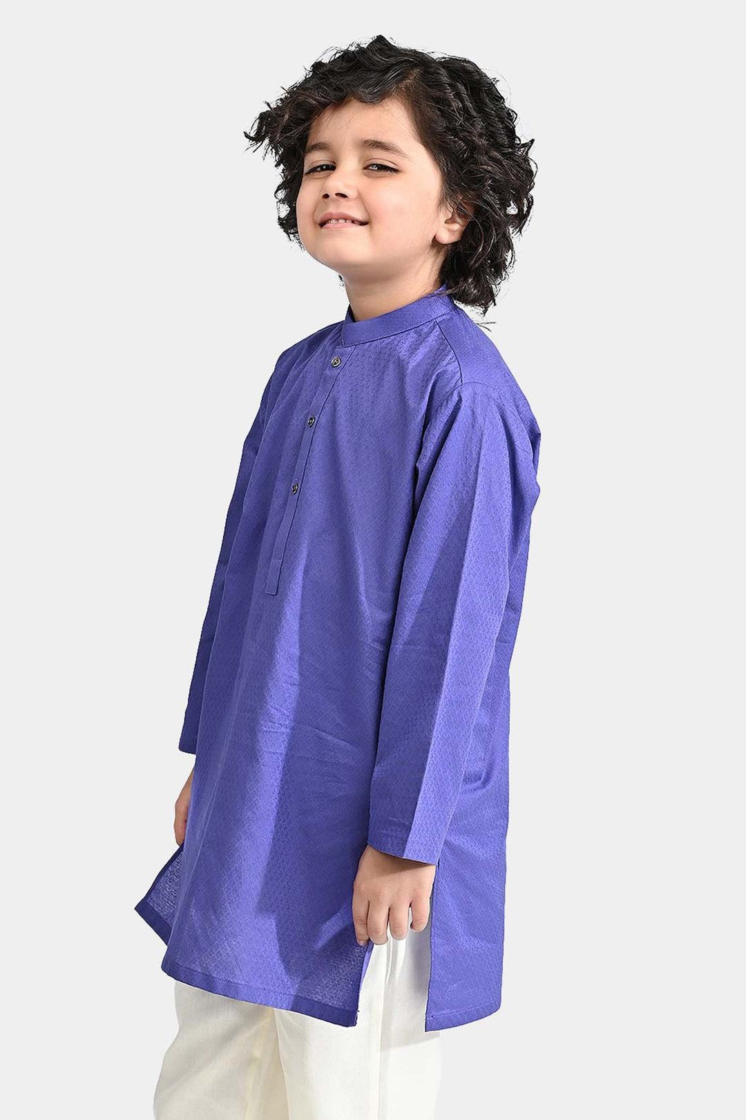 Boys Cotton Basic Kurta (Blended Square)-Purple