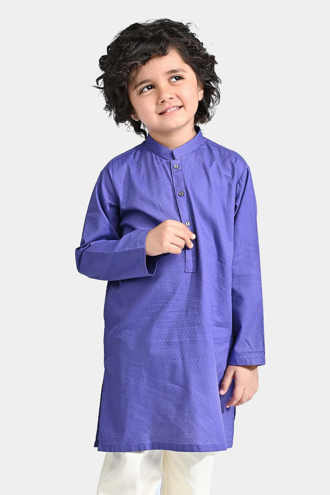 Boys Cotton Basic Kurta (Blended Square)-Purple