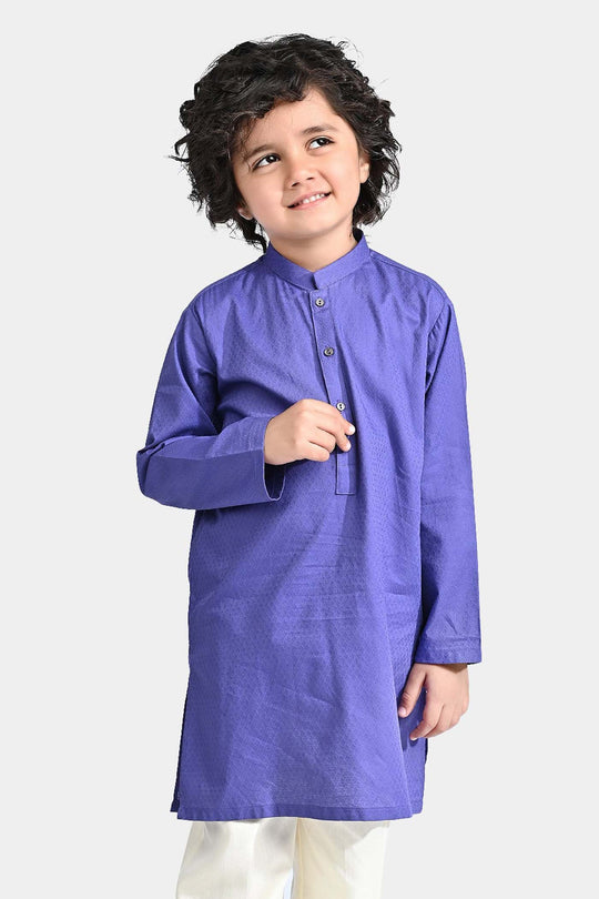 Boys Cotton Basic Kurta (Blended Square)-Purple