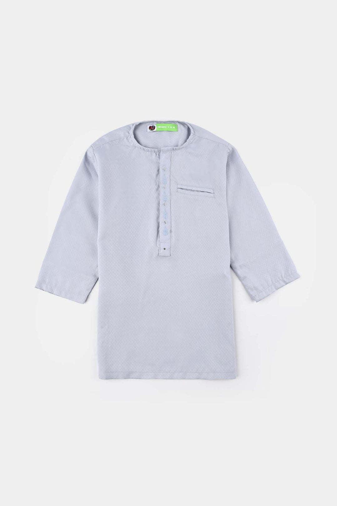 Infant Boys Poly Viscose Kurta Pajama Suit (Placket EMB)-B.White