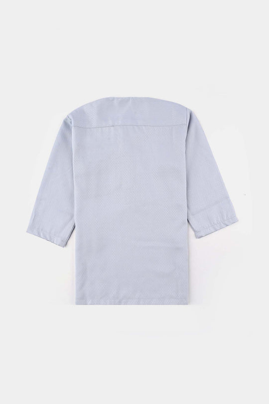 Infant Boys Poly Viscose Kurta Pajama Suit (Placket EMB)-B.White