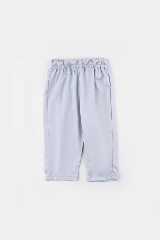 Infant Boys Poly Viscose Kurta Pajama Suit (Placket EMB)-B.White