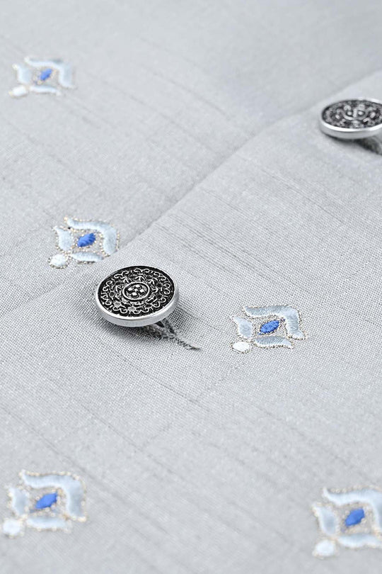 Infant Boys Poly Viscose Waistcoats (Chin Motif)-Light Grey