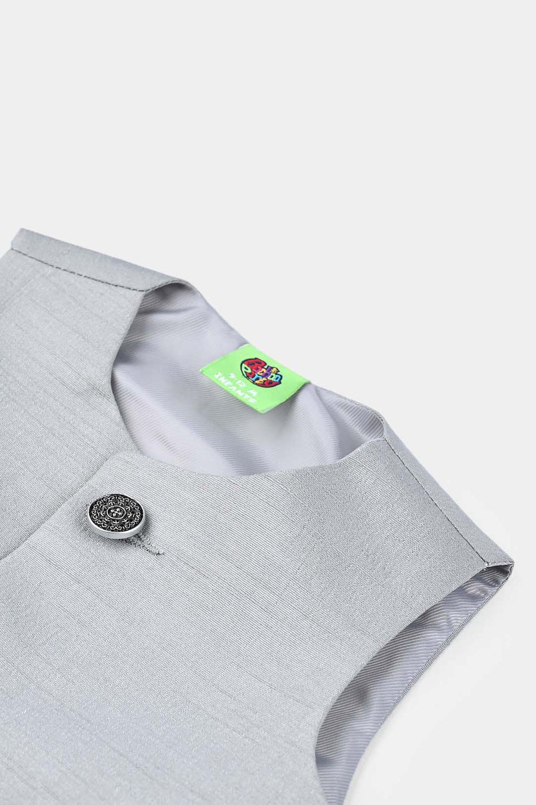 Infant Boys Poly Viscose Waistcoats (Chin Motif)-Light Grey