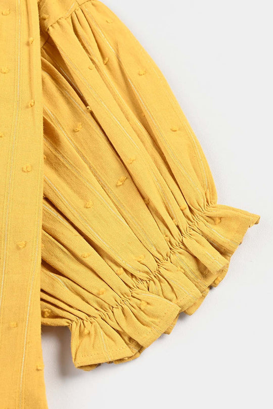 Girls Poly Cotton Casual Top Sea Shell-Mustard