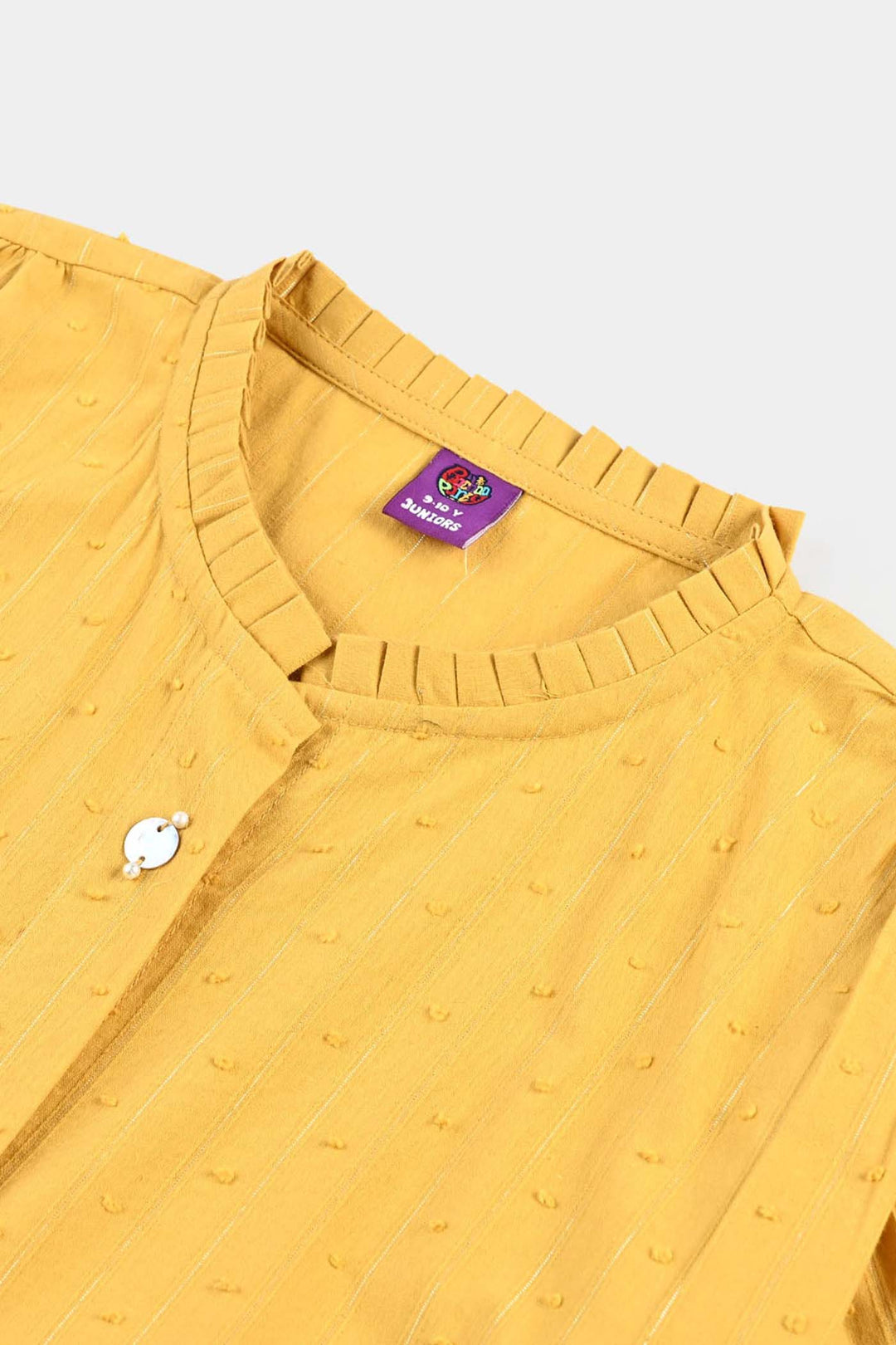 Girls Poly Cotton Casual Top Sea Shell-Mustard