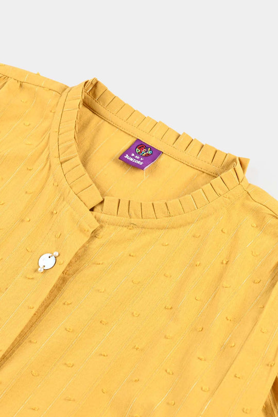 Girls Poly Cotton Casual Top Sea Shell-Mustard