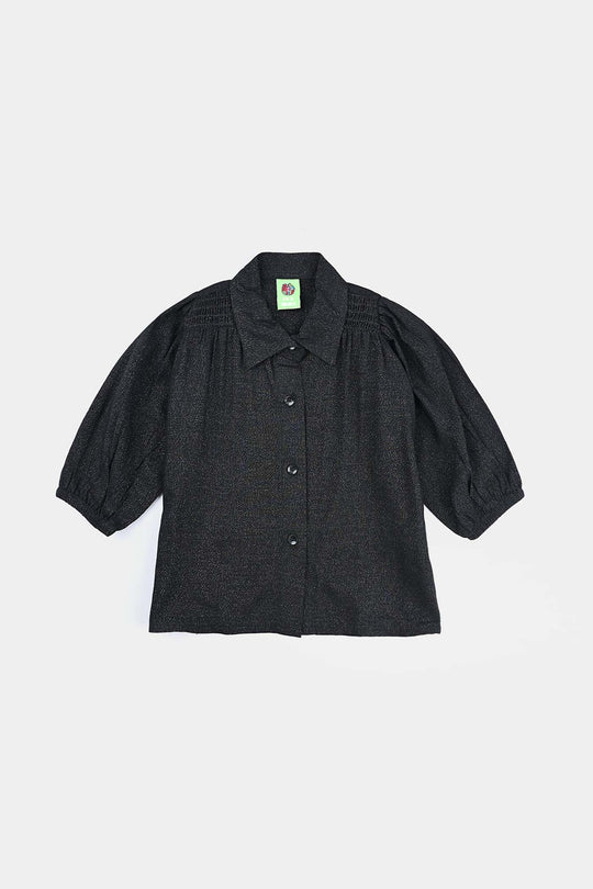 Infant Girls Poly Cotton Casual Top Black Lurex