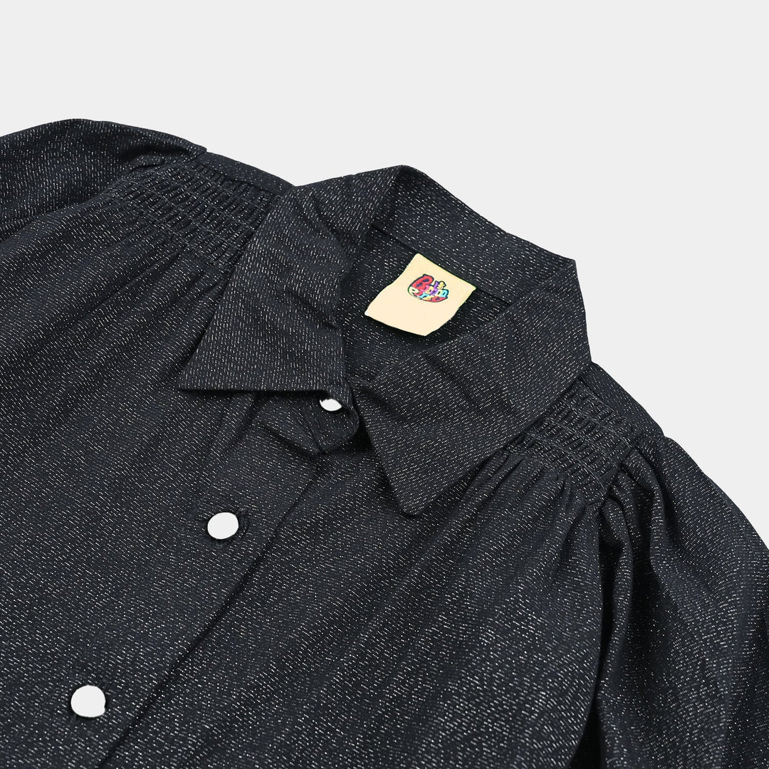 Girls Casual Top Black Lurex-BLACK