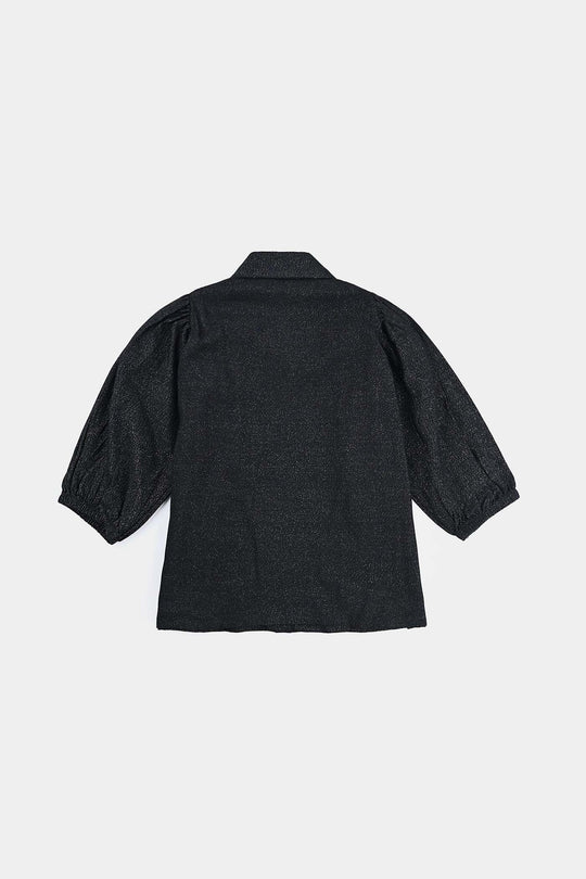 Infant Girls Poly Cotton Casual Top Black Lurex