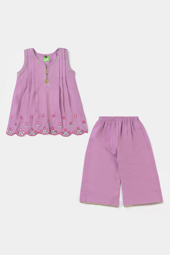 Infant Girls poly cambric Fancy 2Pcs Rani-Lylac