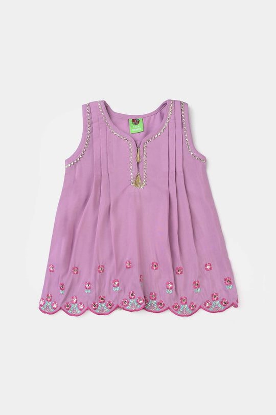 Infant Girls poly cambric Fancy 2Pcs Rani-Lylac