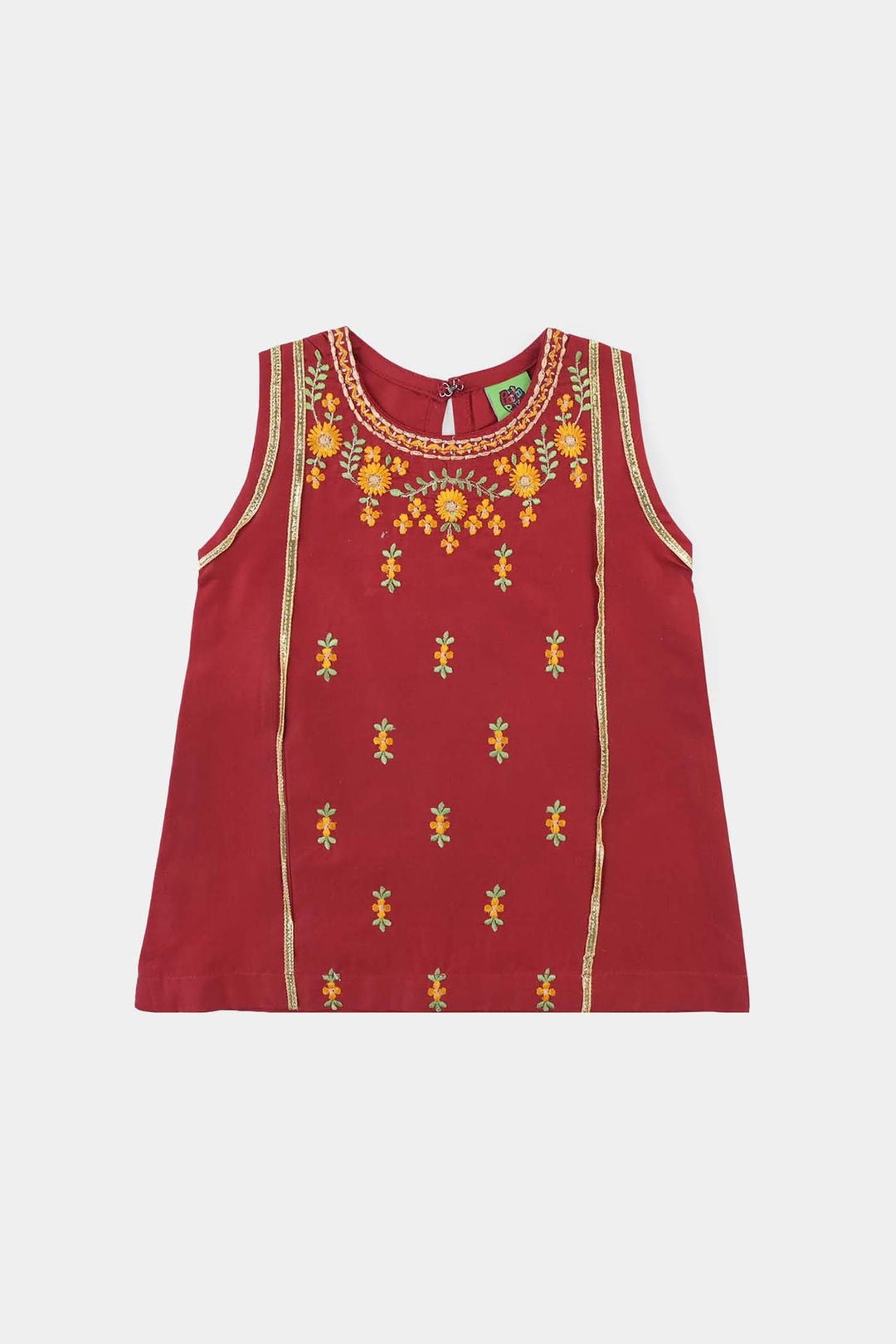 Infant Girls Cotton Poplin Emb 2Pcs Limelight-MAROON