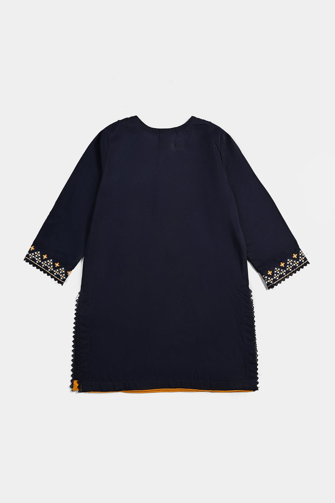 Girls poly cambric Emb 2Pcs Suit Tarz-Navy Blue