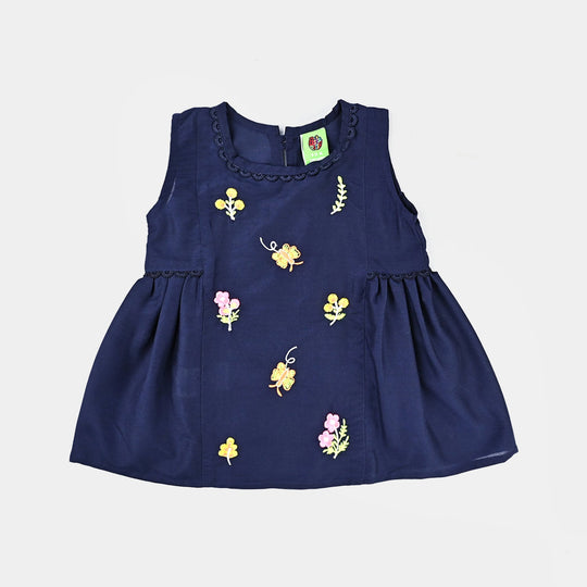 Infant Girls poly cambric Emb 2Pcs Little Diva-Navy Blue