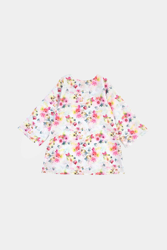 Girls Poly Cambric Printed 2Pcs Suit Floral-Multi