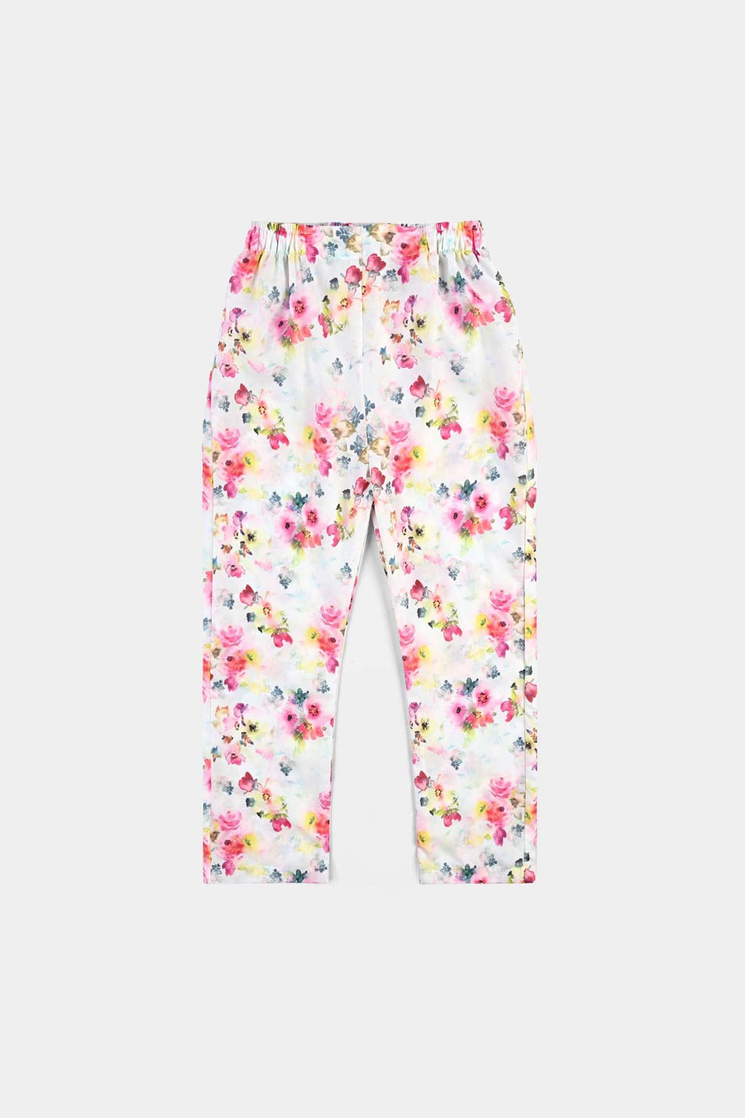 Girls Poly Cambric Printed 2Pcs Suit Floral-Multi