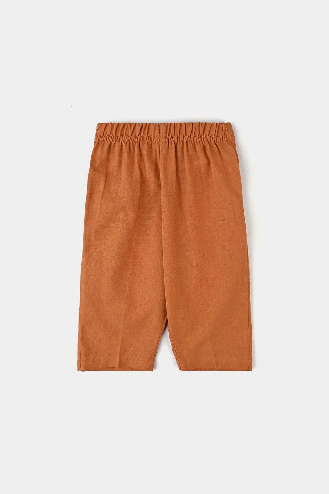 Infant Boys Cotton Shalwar Suit (Dashed EMB)-Mustard