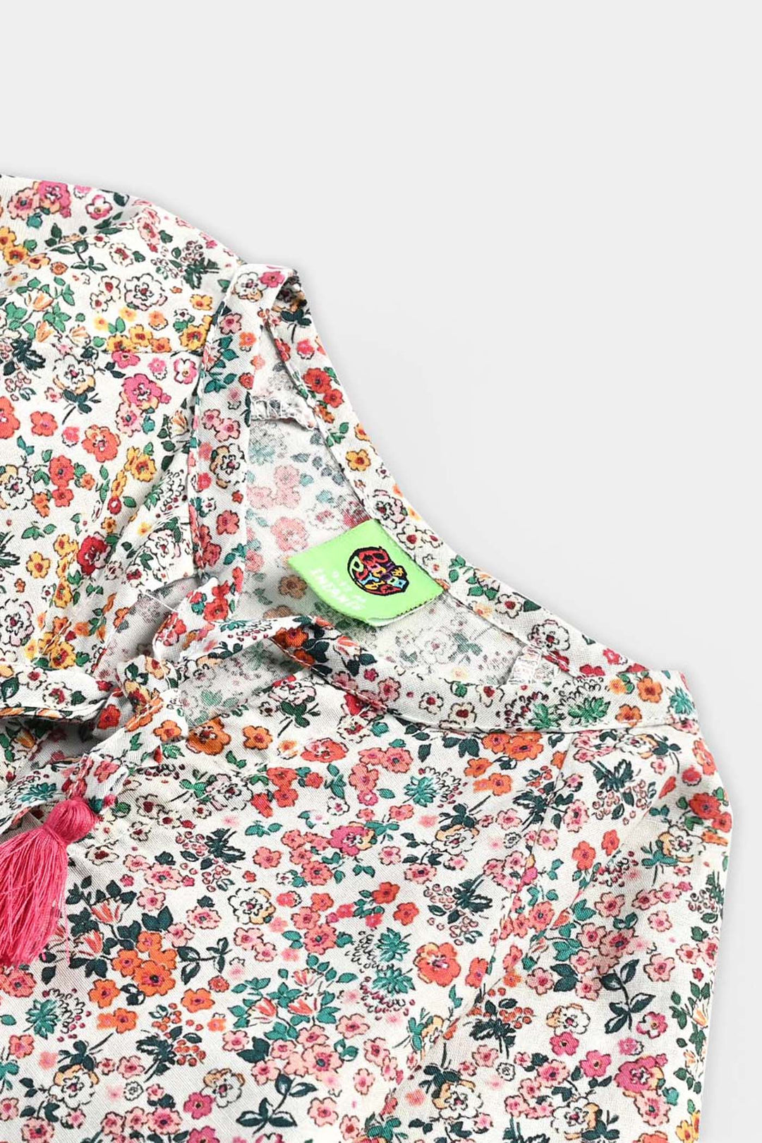 Infant Girls Cotton Poplin Casual Top Chin Print-Multi