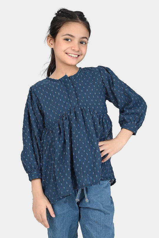 Girls Chiffon Casual Top Galaxy-Blue
