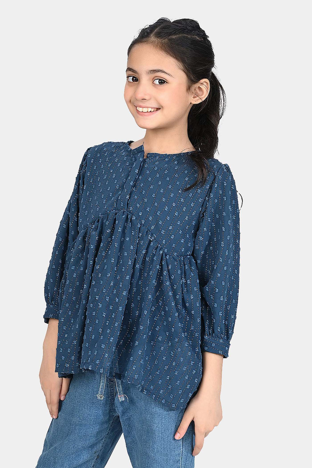 Girls Chiffon Casual Top Galaxy-Blue