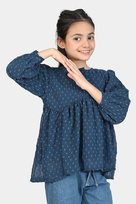 Girls Chiffon Casual Top Galaxy-Blue
