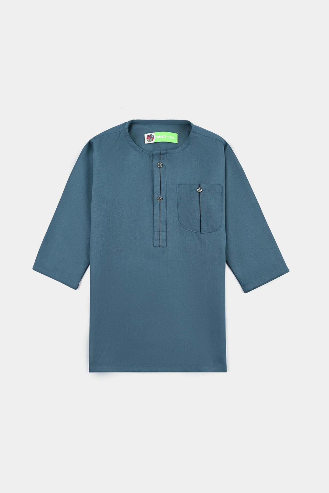 Infants Boys Cotton Shalwar Suit (Contrast Pipping)-Olive.Gren