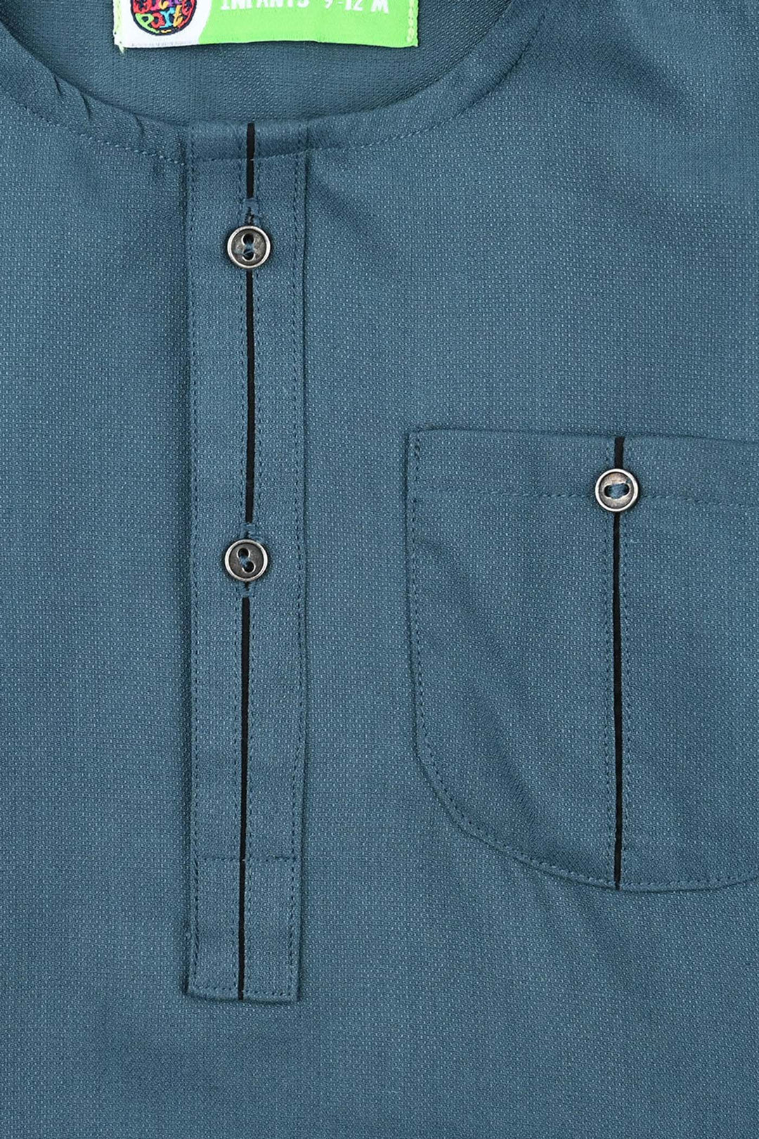 Infants Boys Cotton Shalwar Suit (Contrast Pipping)-Olive.Gren