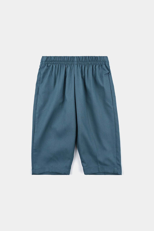 Infants Boys Cotton Shalwar Suit (Contrast Pipping)-Olive.Gren