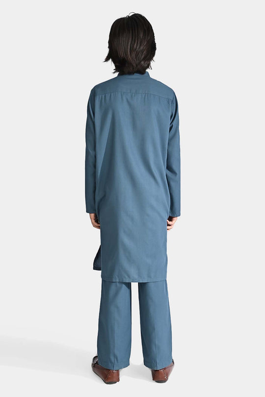 Boys Cotton Shalwar Suit (Contract Pipping)-Olive.Green