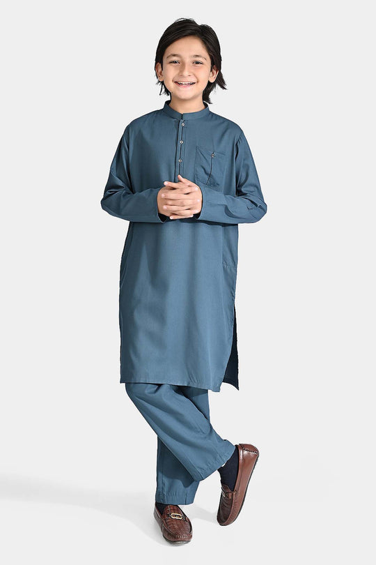 Boys Cotton Shalwar Suit (Contract Pipping)-Olive.Green