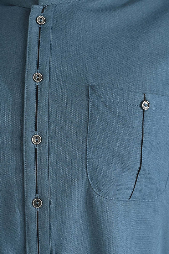 Boys Cotton Shalwar Suit (Contract Pipping)-Olive.Green