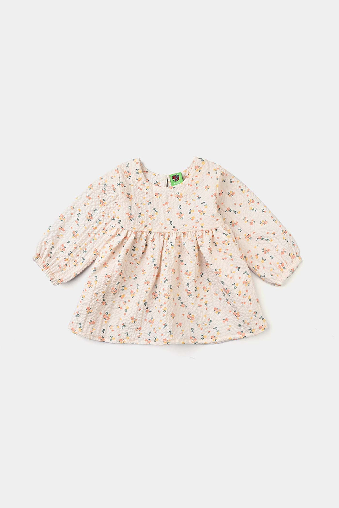 Infant Girls Crinkle Co-ord Set Tiny Flowers-OFF-White