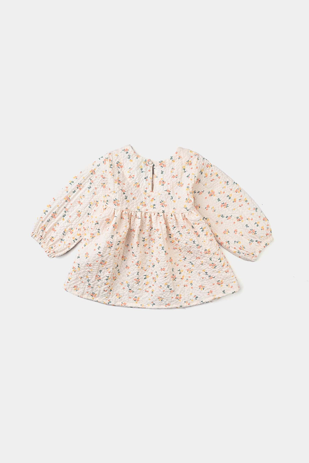 Infant Girls Crinkle Co-ord Set Tiny Flowers-OFF-White